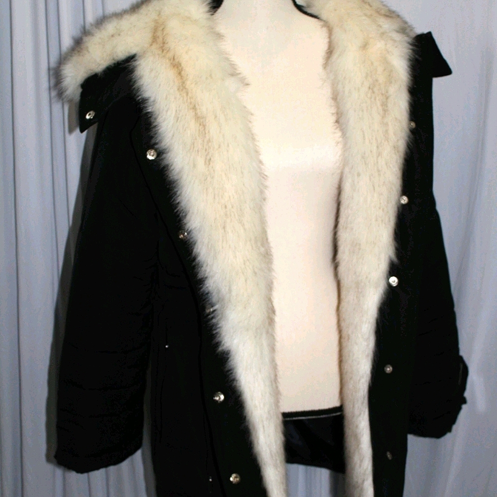 FAUX FUR LONGLINE COAT BLACK